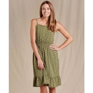 Toad & Co Green UPF 40+ Sunkissed Bella Dress, Adjustable Smocked Waist Boho | M